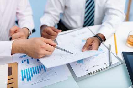 sustainable business growth, People looking at a business chart